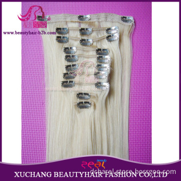 Pure Blonde Color Clip on Human Hair Extension for Full Head Deluxe 120-160-220gram/Set (BHFW-14601)